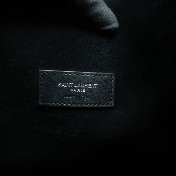 100% Authentic SAINT LAURENT Le 5 a 7 Black W/P Leather Shoulder Bag 2111-11624 - Picture 10 of 12